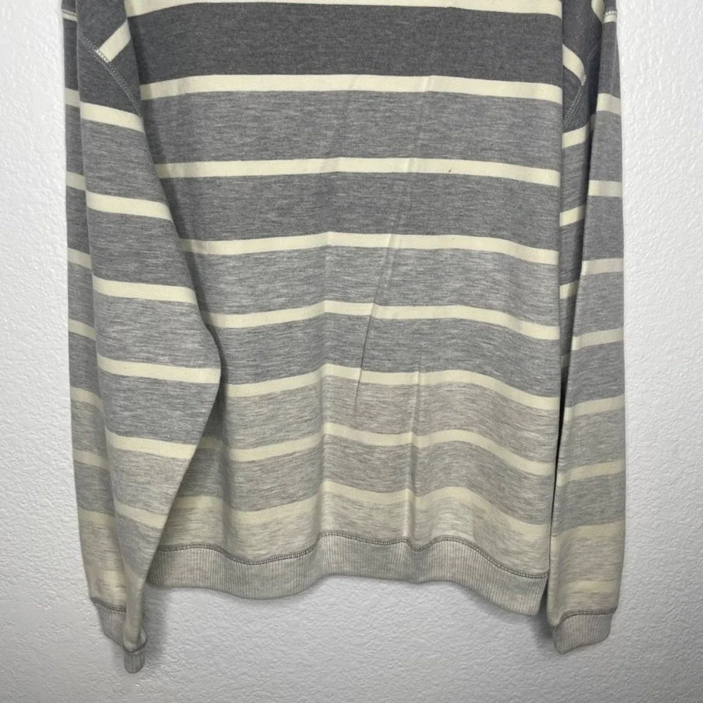 Tommy Bahama Mens Large Grey Striped Quarter Zip Pullover Sweater Cotton Blend
